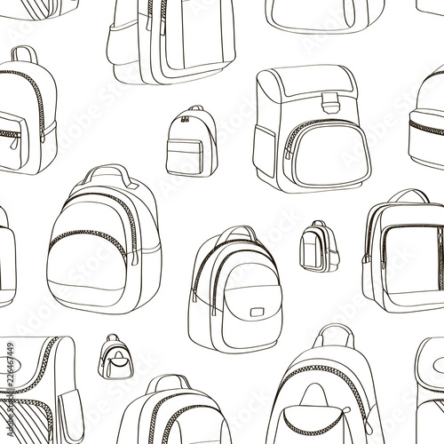Colored teenager school backpacks pattern