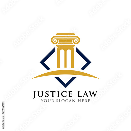 pillar logo design template. justice law and attorney logo design template