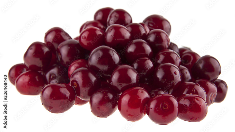 red juicy cherry isolated on white background. As an element of packaging design. red juicy cherry isolated on white background. As an element of packaging design.