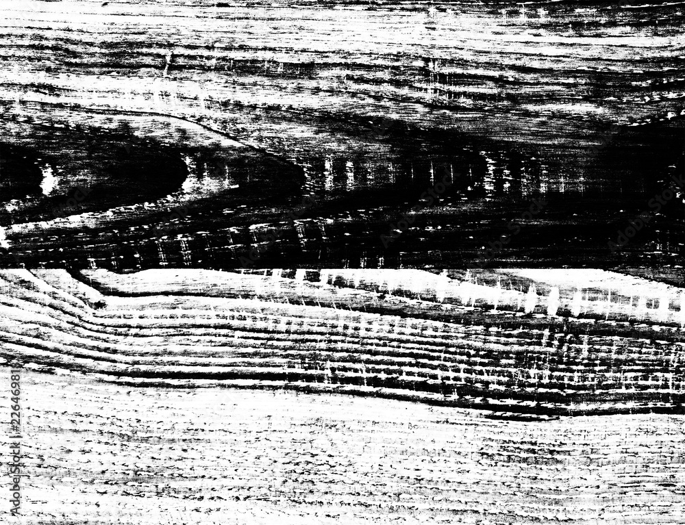 Black and white high contrast wooden texture, lengthwise cut with vertical scratches