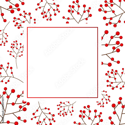 Red Berry Christmas on White Banner Card.