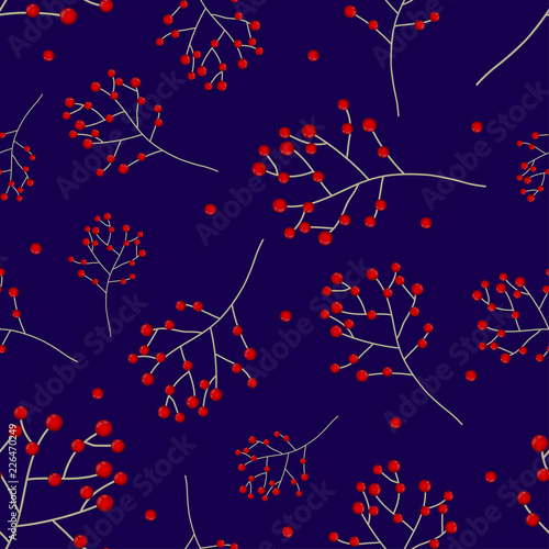 Red Berry Christmas on Navy...