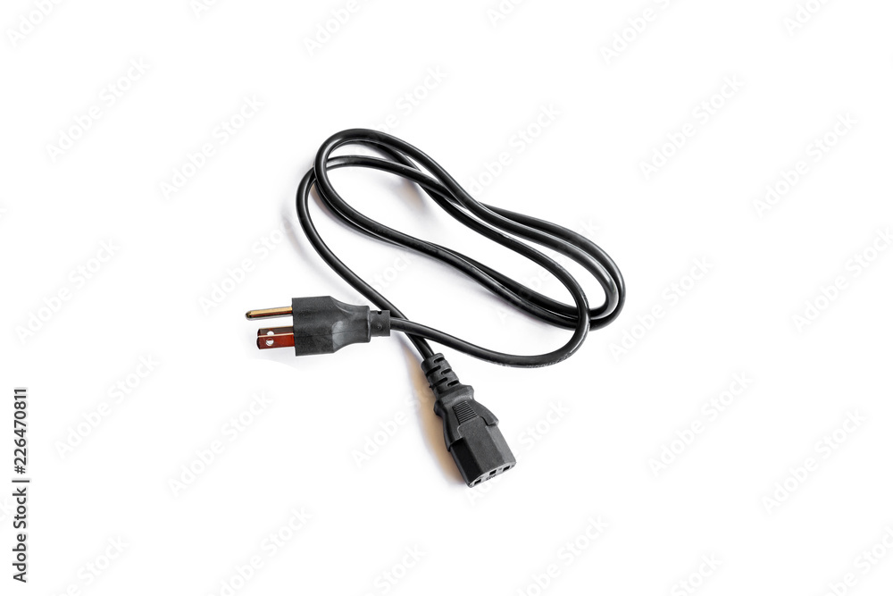 Computer AC Power Cable isolated on white background Computer AC Power Cable isolated on white background