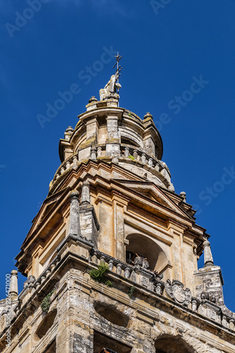 Bell tower of Mosque-Cathedral of Cordoba (Mezquita-Catedral de Cordoba), also known as Great Mosque (from 785) of Cordoba or Mezquita, monuments of Moorish architecture. Andalusia, Cordoba, Spain.