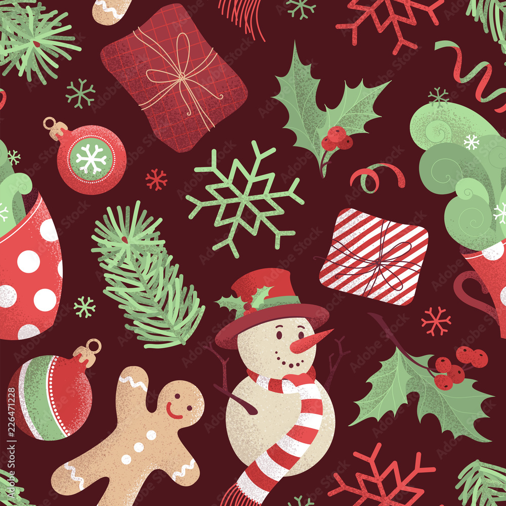 Vector seamless Christmas pattern. Vector seamless Christmas pattern.