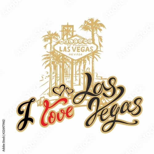 Travel. I love Las Vegas. Lettering. Travelling to America Vector