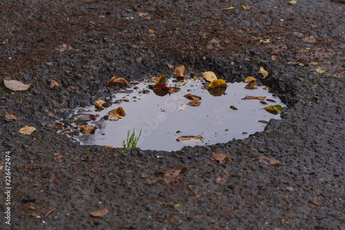 Schlagloch auf einer Strasse in Deutschland photo