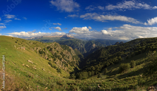 Panoramic view of the high plateau in the North Caucasus in Russia. © olgapkurguzova