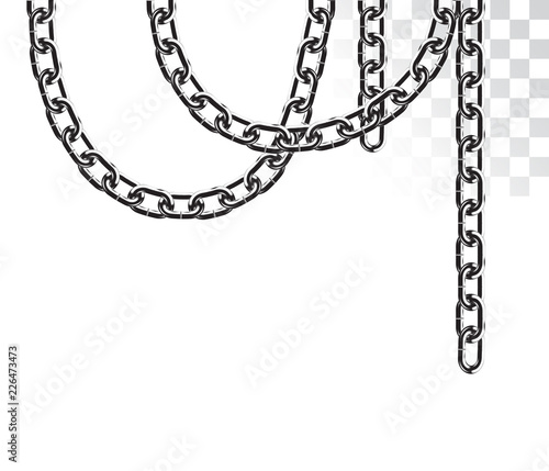 scenery realistic metal chain hanging from the top. isolated on transparent background
