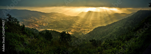 Amazing beautiful sunrise view of Mountain landscape at Phu Rua National Park, Loei, Thailand