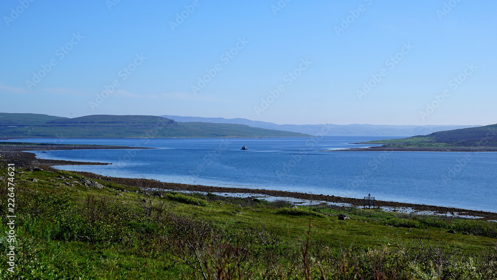 panoramic view of the coast of a northern bay