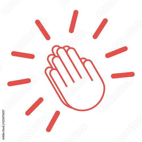 Beten Hände falten - Icon, Symbol, Piktogramm, grafisches Element - outline - Vektor - rot