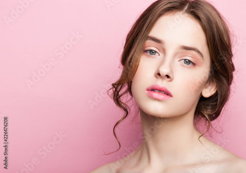 Beauty cute fashion model with natural make up
