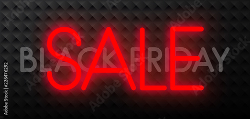 Black friday sale luminous promotion poster on textured background.