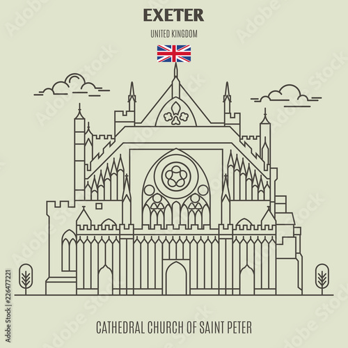 Cathedral Church of Saint Peter at Exeter, UK. Landmark icon