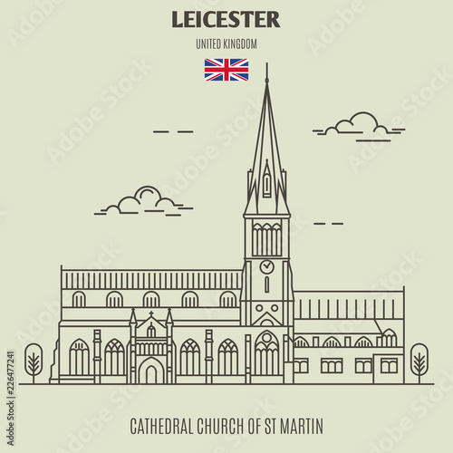 Cathedral Church of St Martin in Leicester, UK. Landmark icon