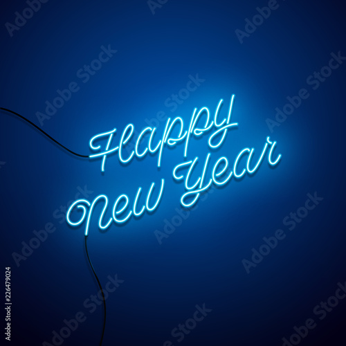 New year neon sign. Vector background. 