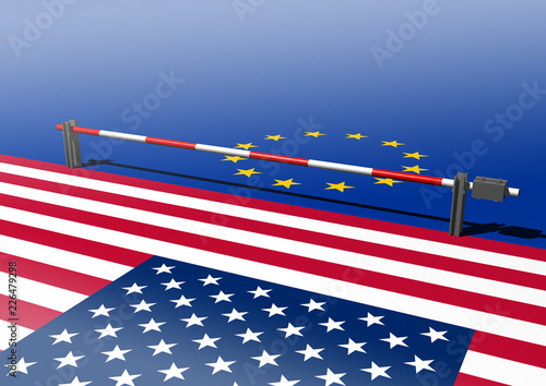 a closed customs barrier is between the american and EU European Union flag
