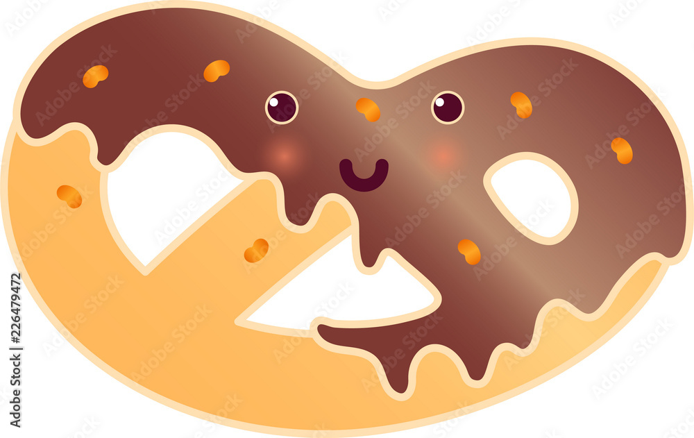 Soft pretzel with poppy-seed isolated. Fresh tasty snack. German traditional food. Pretzel snack and pretzel delicious vector icon. Soft pretzel with poppy-seed isolated. Fresh tasty snack. German traditional food. Pretzel snack and pretzel delicious vector icon.