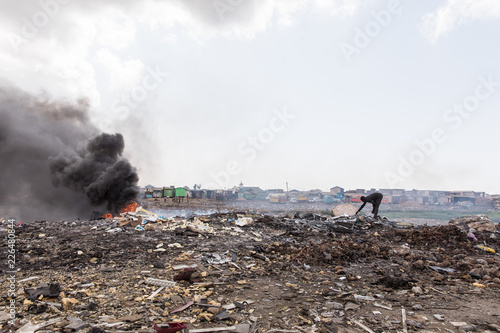 Trash being burned in Agbogbloshie, Ghana