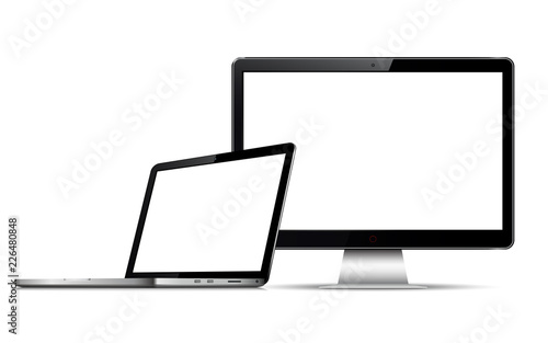 Blank computer display with laptop isolated
