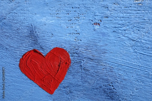 Hearts illustration on colorful background. For valentines day illustration. For creativity, imagination, greetings cards, posters.Oil painting on canvas. With brush strokes texture. 