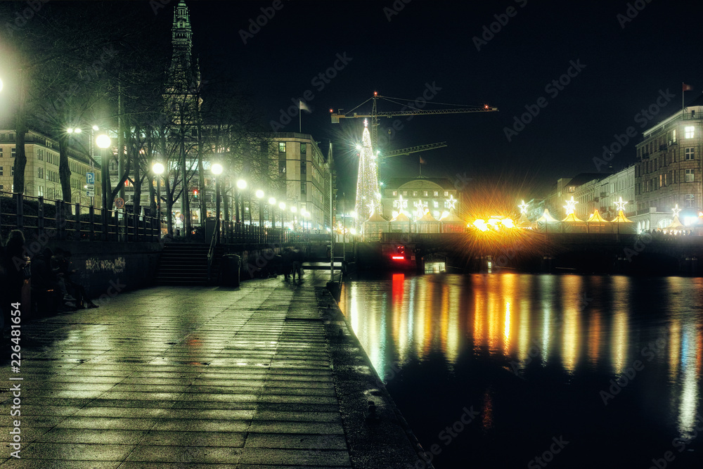 Hamburg City night romantic europe travel christmas alster