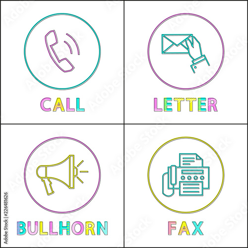 Digital Application Linear Icons with Symbols Set