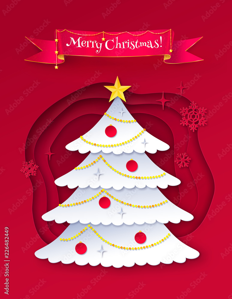 Vector cut paper illustration of Christmas Trree Vector cut paper illustration of Christmas Trree