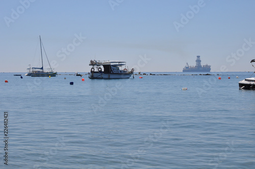 The beautiful boat in open sea