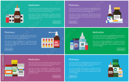 Medication Pharmacology Set Vector Illustration