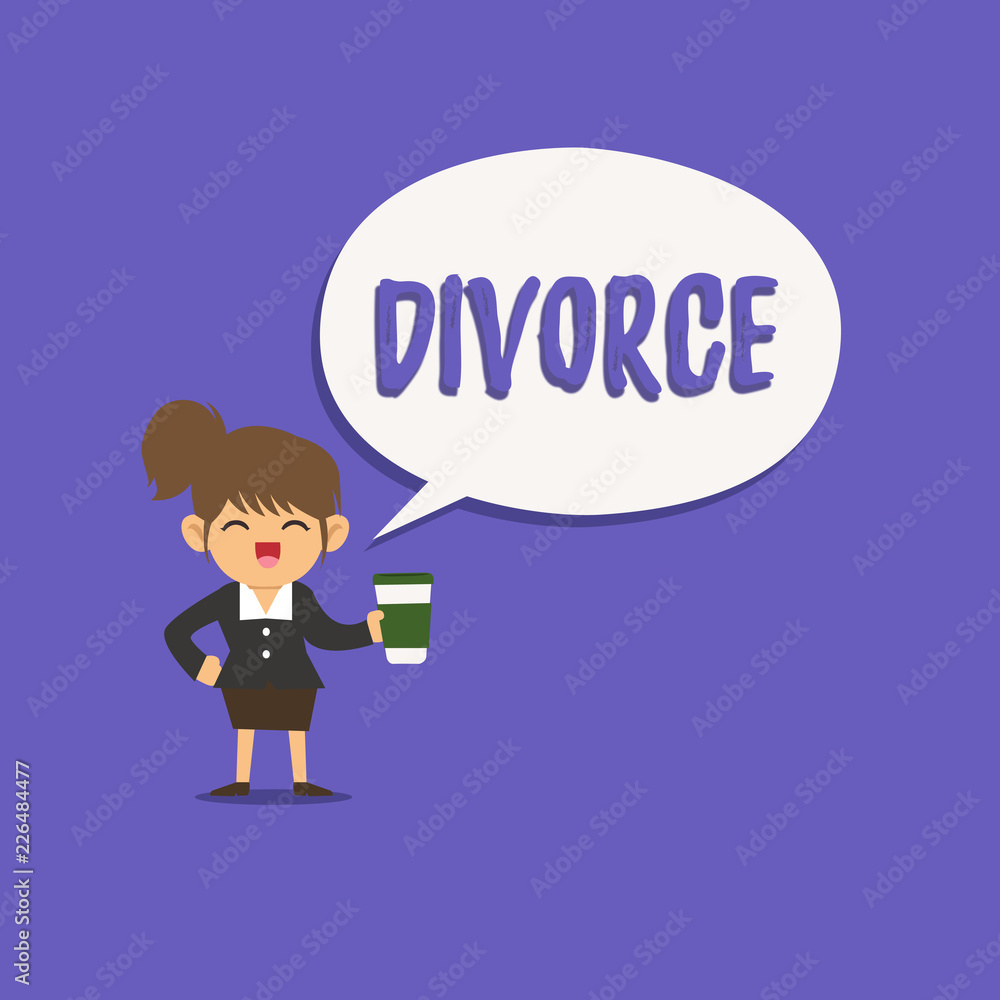 Text sign showing Divorce. Conceptual photo Legal dissolution of marriage Separation Breakup Disagreement. Text sign showing Divorce. Conceptual photo Legal dissolution of marriage Separation Breakup Disagreement.