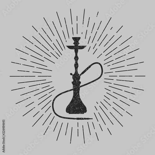 Hookah. Sunburst background. Vector. Isolated.