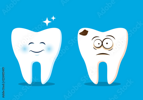 Funny teeth set. Vector illustration. For kids, web