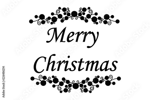 Felicitación de navidad negra con elementos florales dorados.