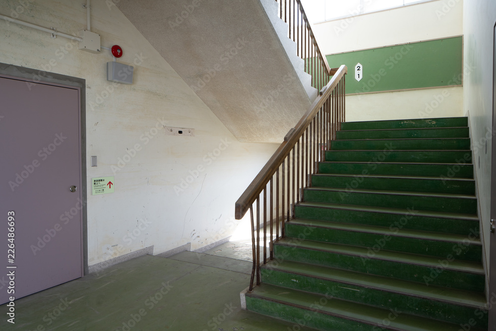 学校の階段　staircase in the elementary school,Japan