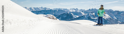 View of mountains and ski slopes in Austria