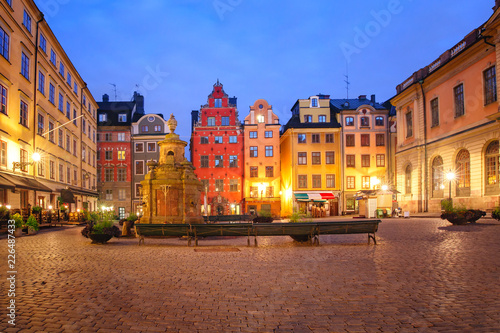 Famous colorful houses on Stortorget square, Gamla Stan in Old Town of Stockholm, the capital of Sweden