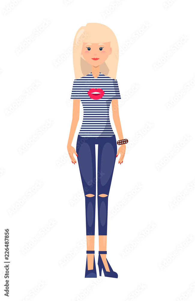 Beauty Blonde in Fashionable Summer Clothing Set Beauty Blonde in Fashionable Summer Clothing Set