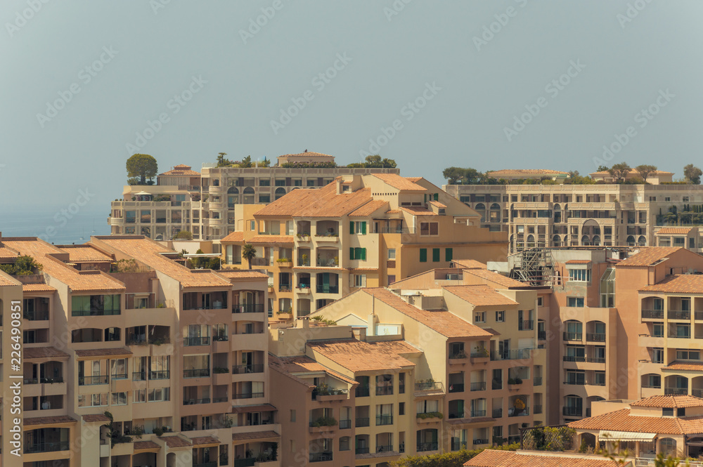 Fontvieille district in the Principality of Monaco during a summer day