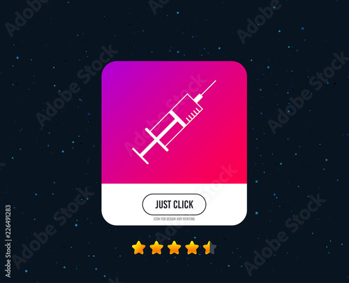Syringe sign icon. Medicine symbol. Web or internet icon design. Rating stars. Just click button. Vector