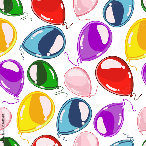 Beautiful balloons seamless pattern on a white background. Vector texture for decoration cards, banners, postcards, wallpaper and ect. for Birthday and other holidays and events.