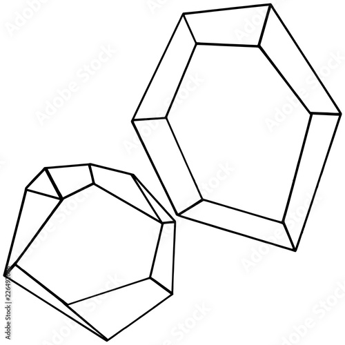 Vector diamond rock jewelry mineral. Isolated illustration element. Geometric quartz polygon crystal stone mosaic shape amethyst gem.