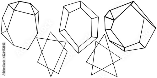 Vector diamond rock jewelry mineral. Isolated illustration element. Geometric quartz polygon crystal stone mosaic shape amethyst gem.