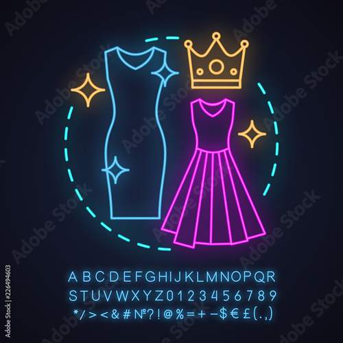 Women's clothing store neon light concept icon
