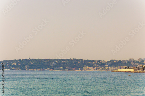 Panoramic view of the gulf of Menton and Cap Martin in a summer day