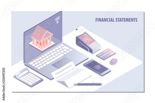 Web page design templates for Financial statement, analysis and statistic online servise.Vector illustration