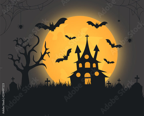 Scary dark halloween background bats