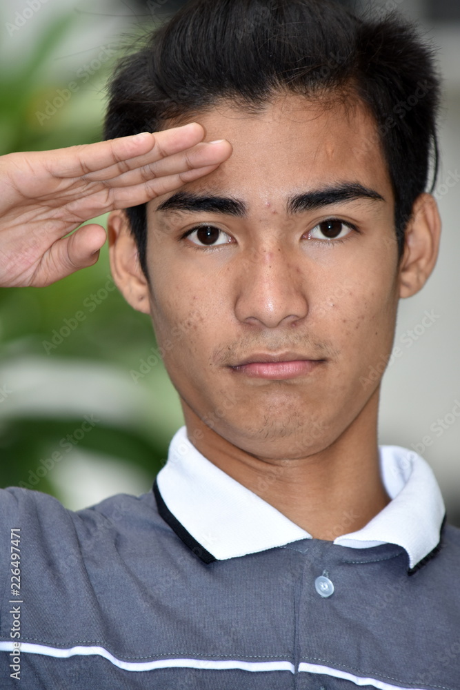 Obraz premium Asian Male Saluting