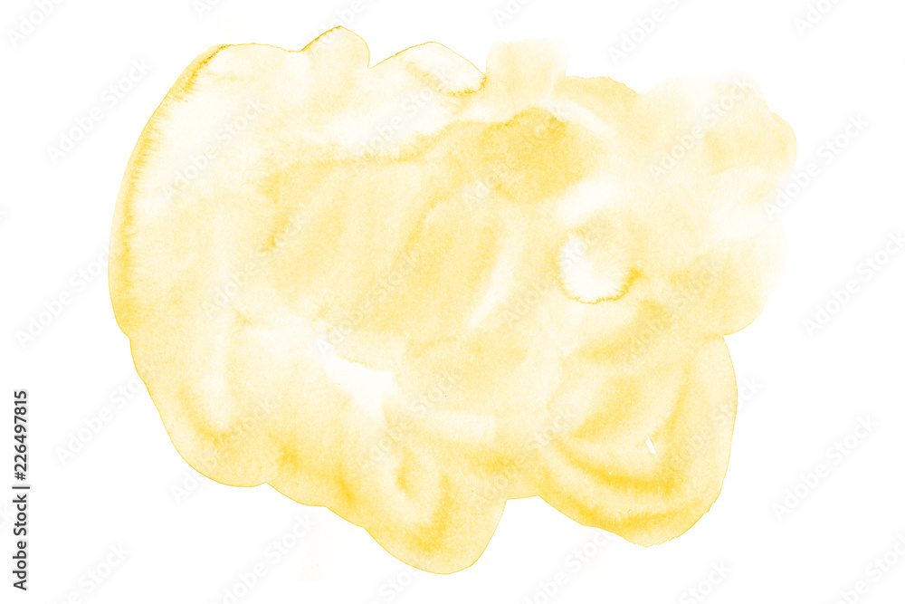 Abstract yellow watercolor drop - paper texture. Abstract yellow watercolor drop - paper texture.